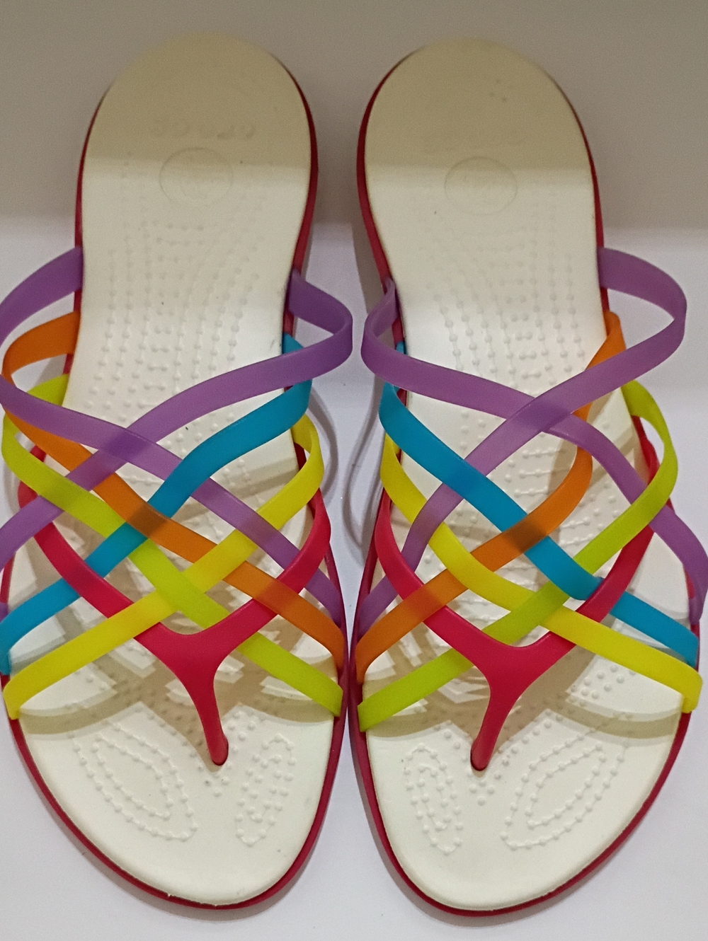 Crocs Isabella Huarache Rainbow Open Toe Jelly Sandals Slip On Women's Size 10